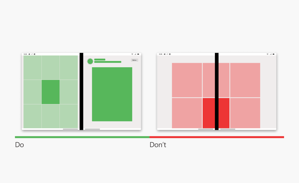 Do and don't advice for dual-screen layouts