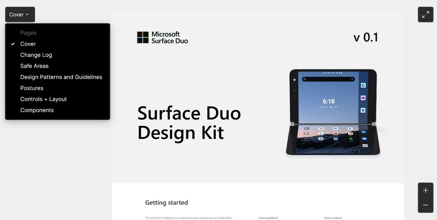 Figma preview of the Surface Duo Design Kit