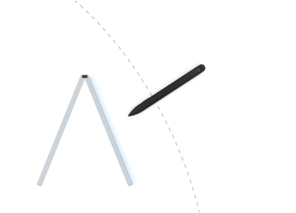 Illustration of a pen being used on a Surface Duo in tent posture