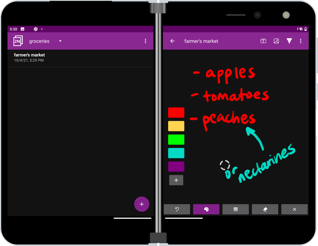 Erase pen handling code with the Ink SDK
