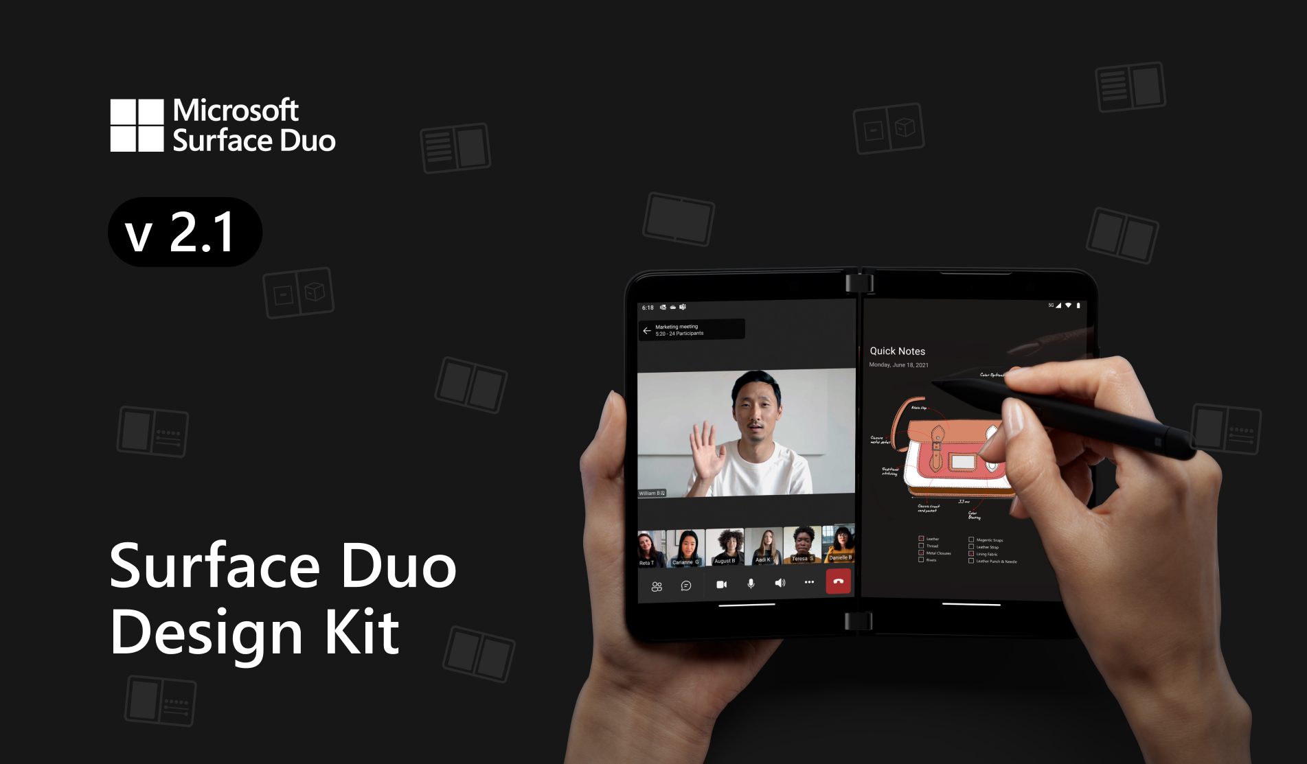 Surface Duo Design Kit title card showing a Surface Duo device in use