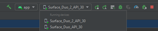 Android Studio device selector