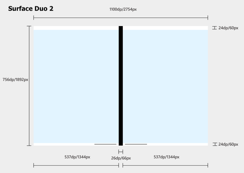 Diagram of Surface Duo 2 screen dimensions