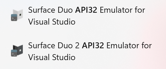 Surface Duo emulator app icons