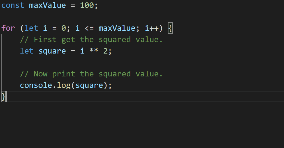 Extracting the for loop to a function in older versions of TypeScript. A newline is not preserved.