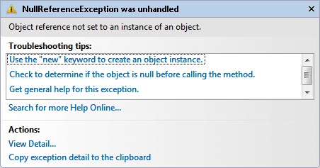 Null Reference Exception