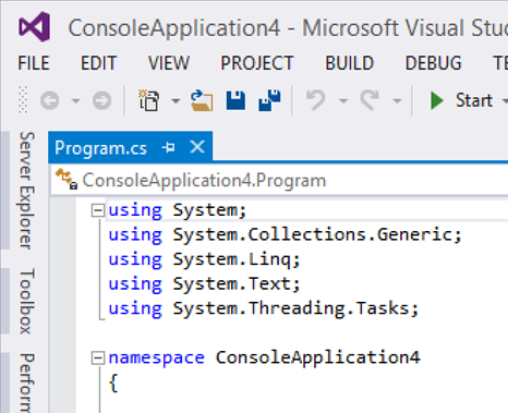 Visual Studio 2013 at 100% scaling