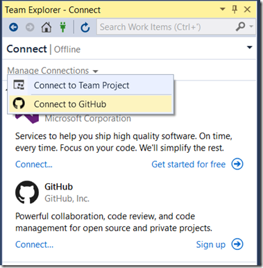 Connecting to GitHub From Team Explorer