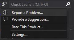 Feedback menu in Visual Studio 2015 Update 1