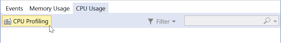 CPU Usage tab and CPU Profiling command to start recording