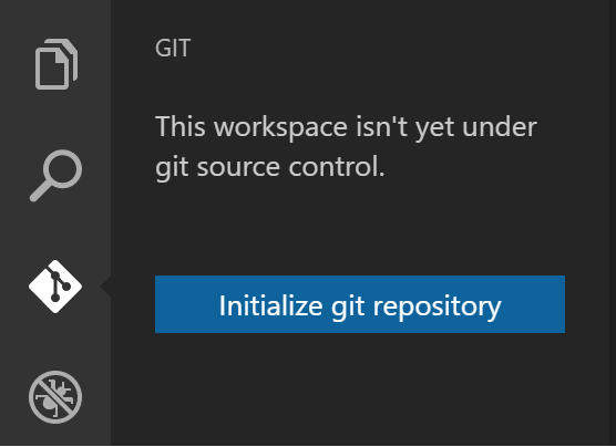 Git pane in Visual Studio Code, initialization step