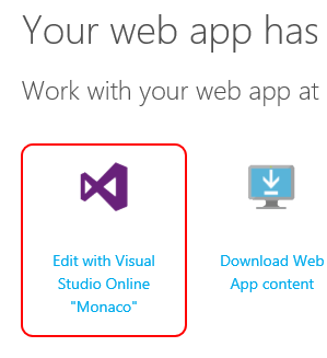 Edit with Visual Studio Online "Monaco" link