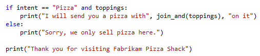 Python code for a pizza shop