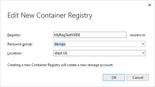 Edit New Container Registry