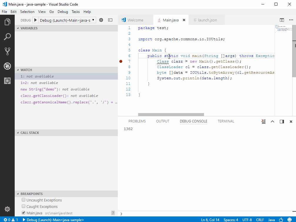 VS Code Java Debugger Adding Expression Evaluation