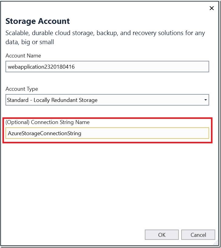 Storage Account Dialog