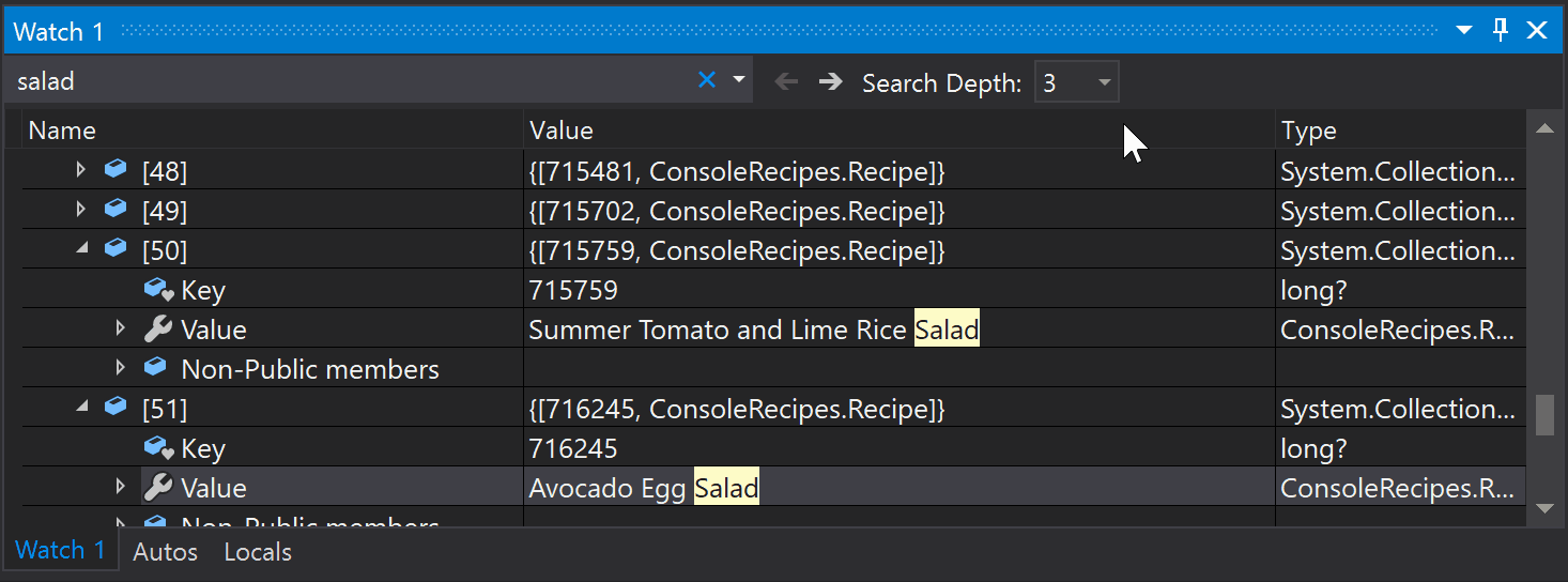 Enhanced in Visual Studio 2019: Search for Objects and Properties in the  Watch, Autos, and Locals Windows - Visual Studio Blog