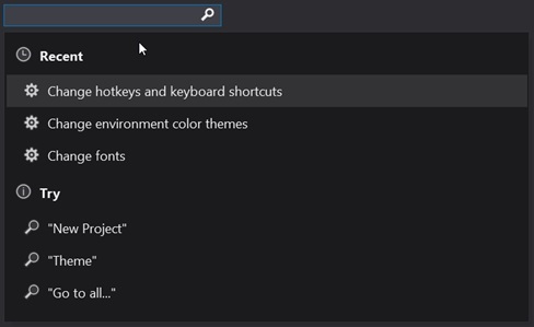 Visual Studio Search Most Recently Used List