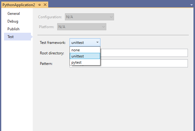 Test Framework Dropdown Box