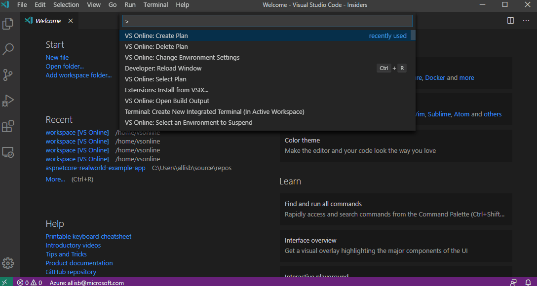 Delete plan via the Delete Plan command in the Visual Studio Code command palette