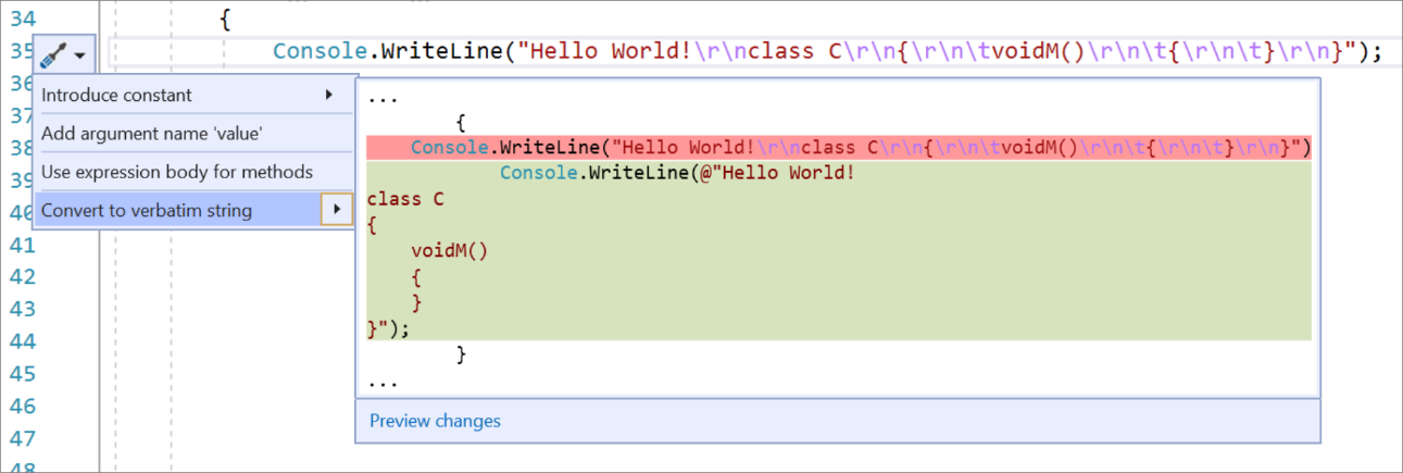 16.6 Preview 2 .NET Convert to verbatim string