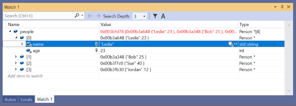 Pinnable Properties in Debugger