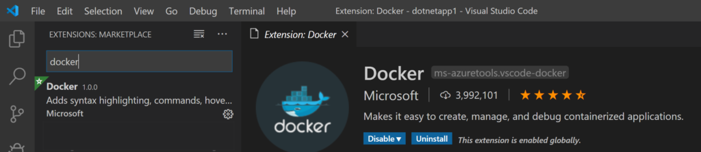 Docker for visual studio code что это