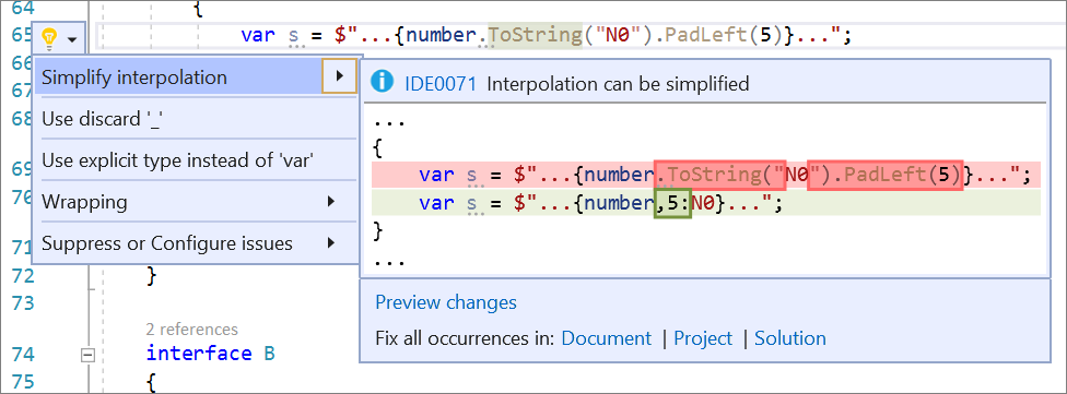 Simplify interpolation