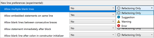  New Line Style Preferences in Visual Studio 2019 v16.10 Preview 1