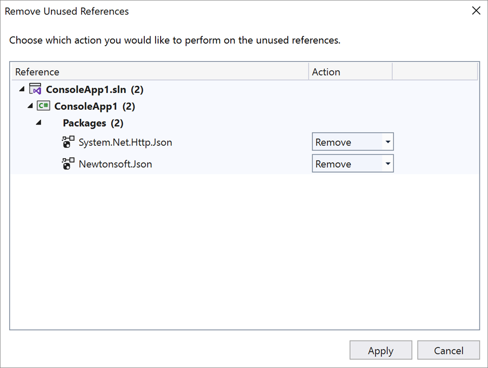  Customize Removal of Unused References in Visual Studio 2019 v16.10 Preview 1