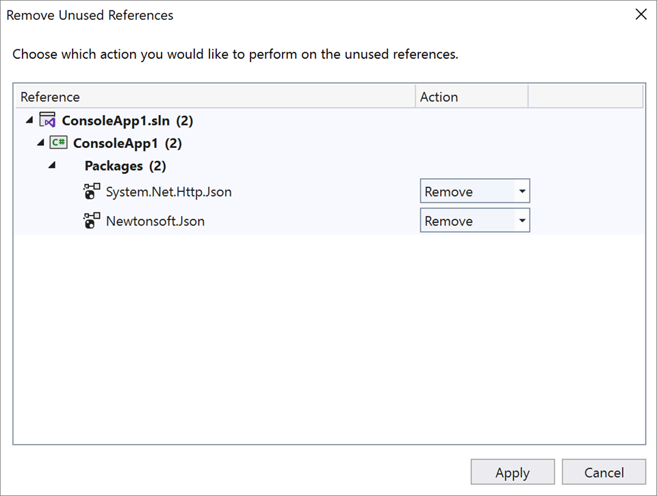 Customize Removal of Unused References in Visual Studio 2019 v16.10 Preview 1