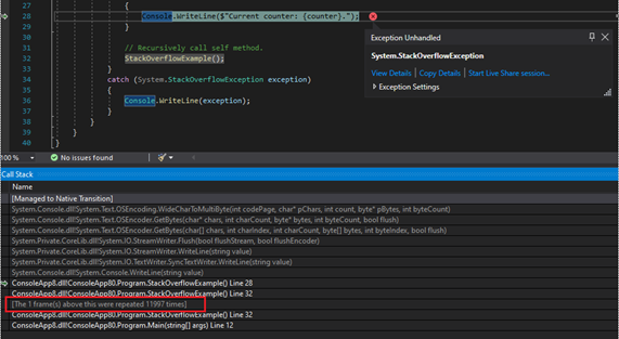 Improved Call Stack Handling in Visual Studio 2019 v16.9