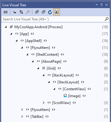  Live Visual Tree in Visual Studio 2019 v16.9