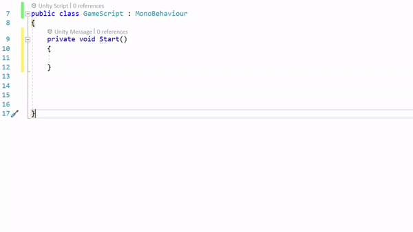 Animation showing a Unity refactoring in Visual Studio