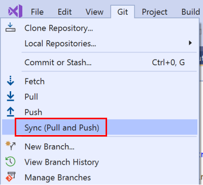 git fetch, pull, push, & sync - Visual Studio (Windows