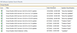 Visual Studio administrator updates