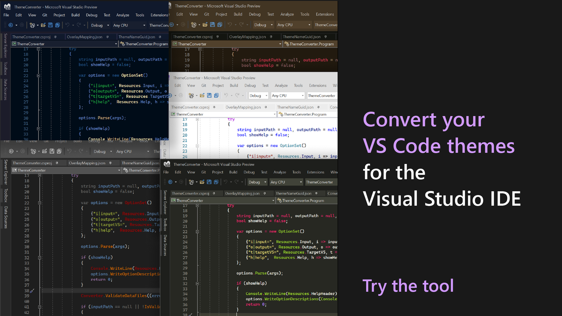 Convert VS Code Themes to Use in Visual Studio