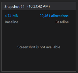 4.74 MB of memory and 29,461 allocations as the baseline.