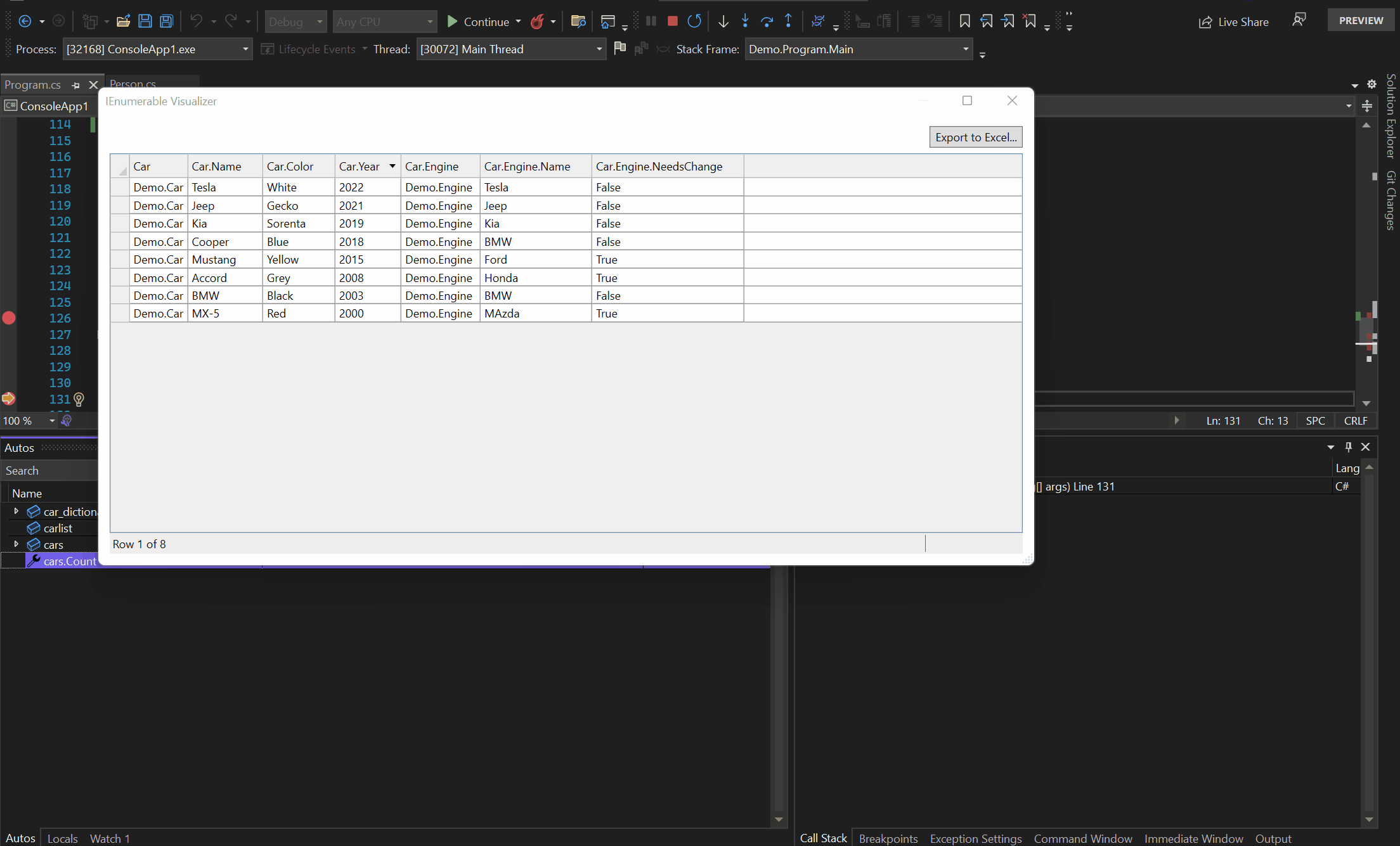 IEnumerable Table Visualizer - Export 