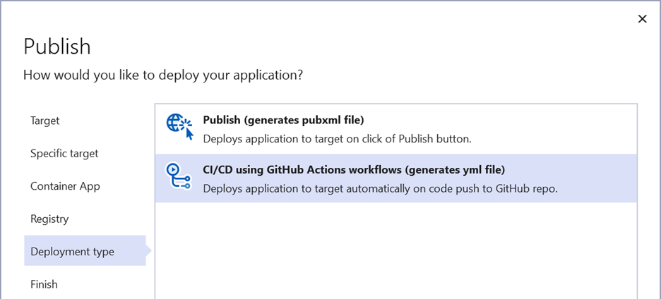 Screenshot of GitHub Workflow configuration option