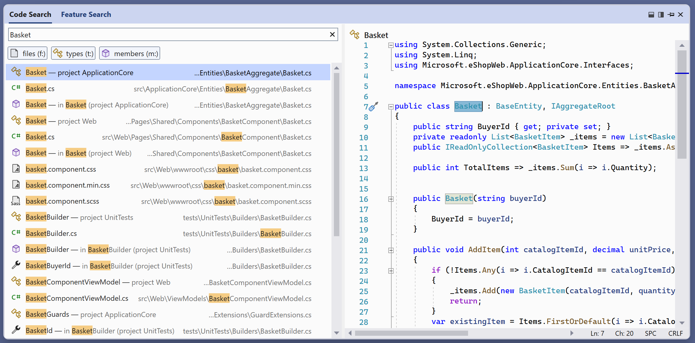 Screenshot of horizontal configuration of code previews