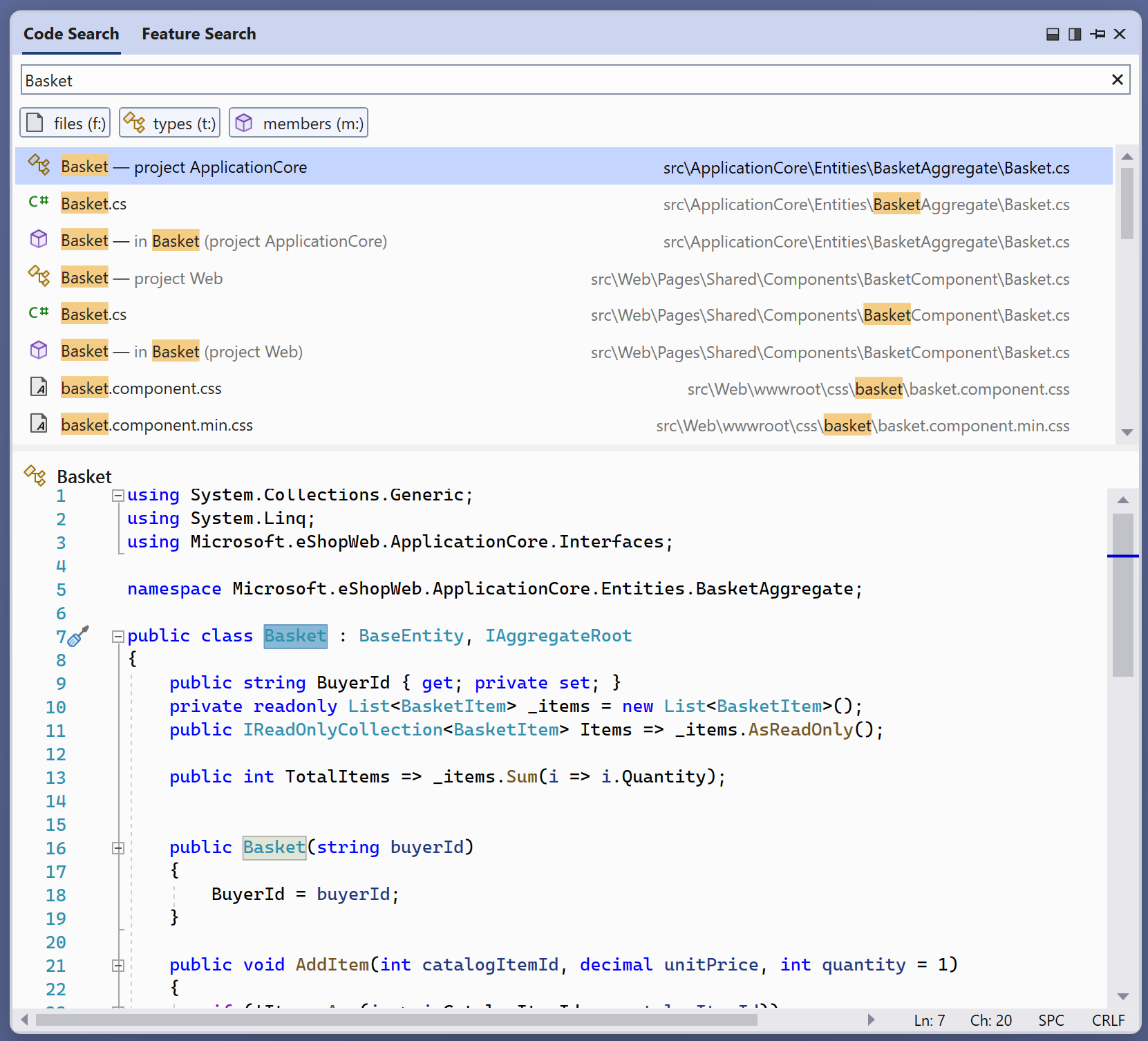 Screenshot of vertical configuration of code previews