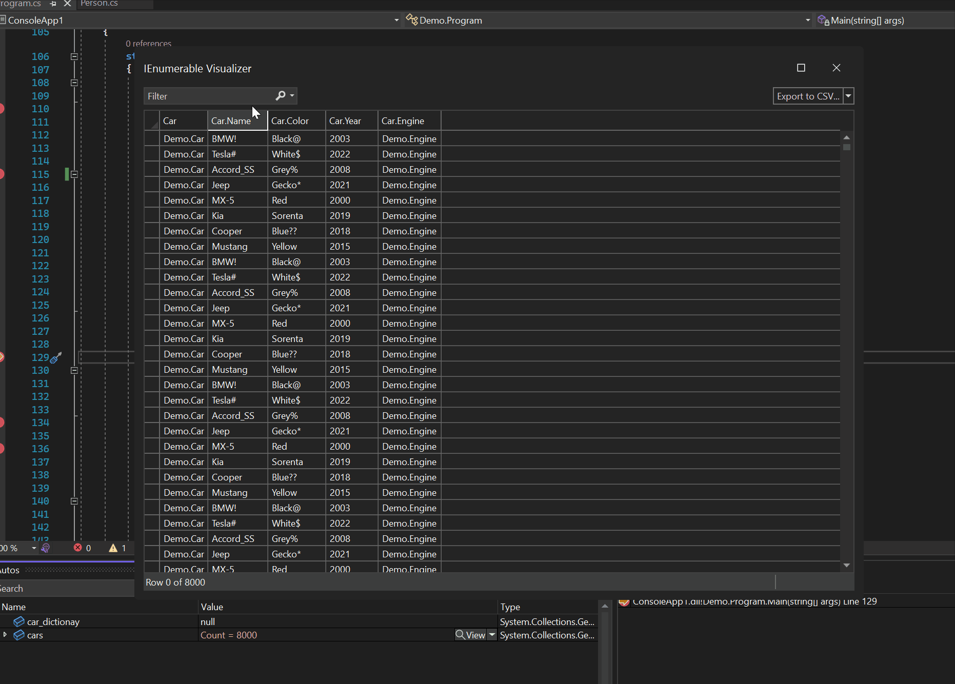 IEnumerable Debugger Visualizer Filtering 