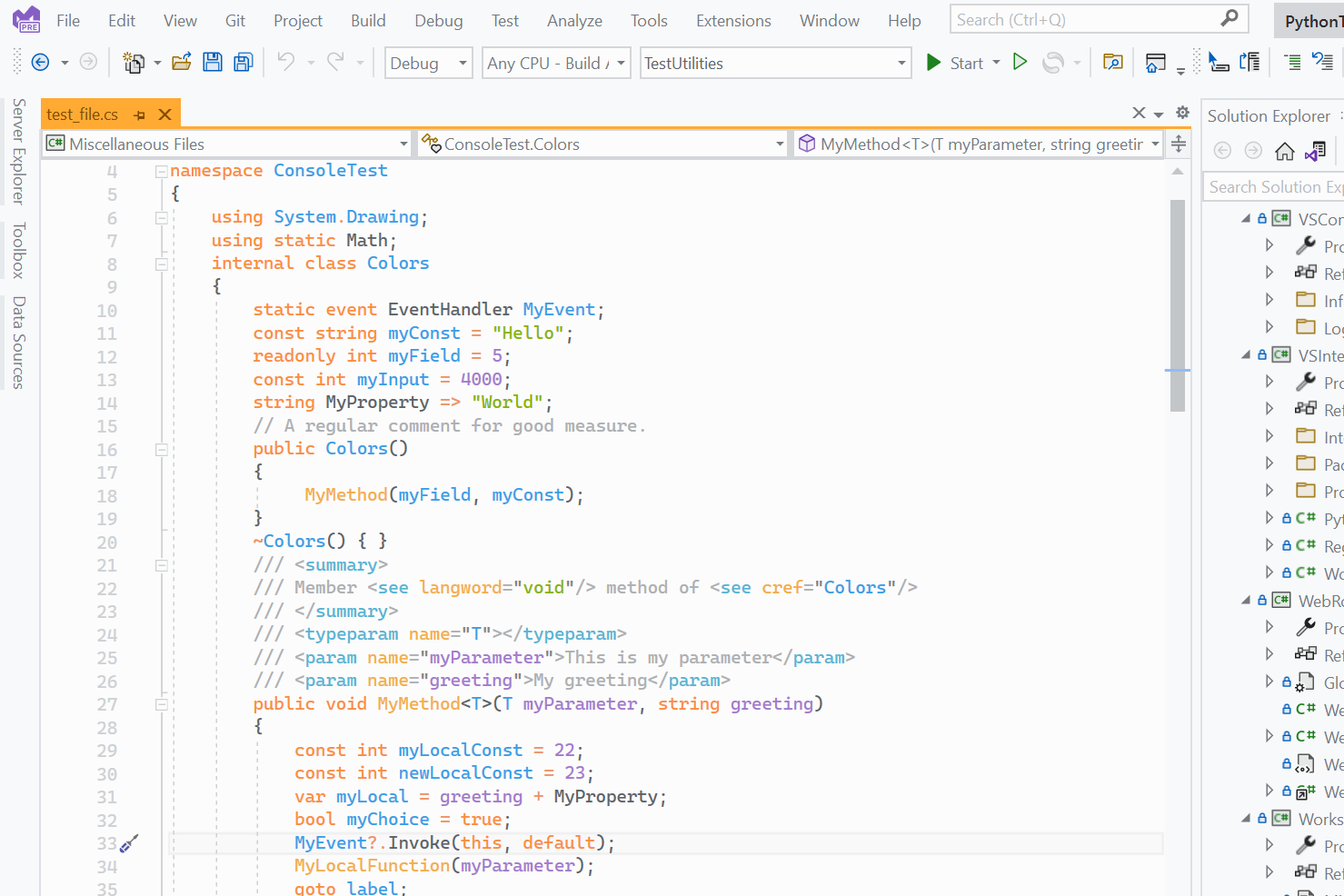 Image Ayu Light Visual Studio Theme