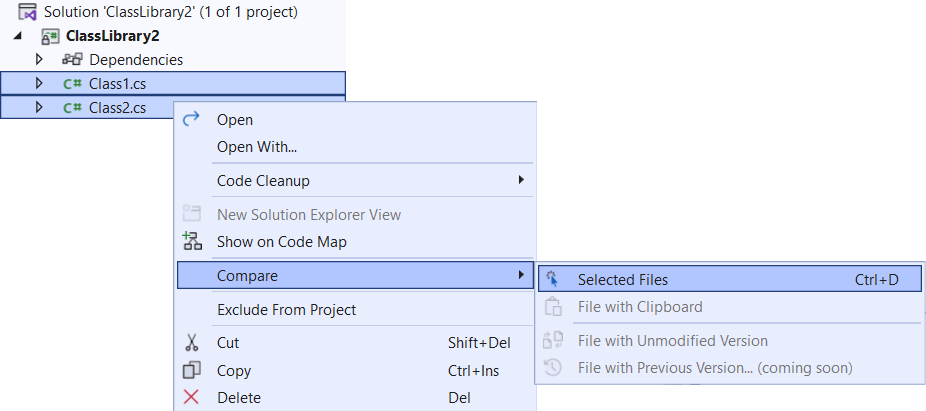 Browse repos, compare branches & commits - Visual Studio (Windows