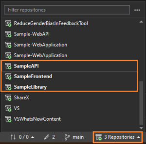 Multi-repository support for repo picker in the status bar 