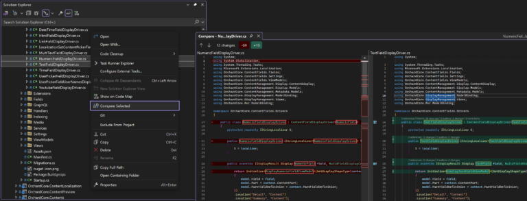 New in Visual Studio: Compare Files with Solution Explorer - Visual ...