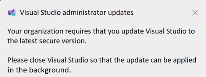 "Please Close VS" administrator update notification