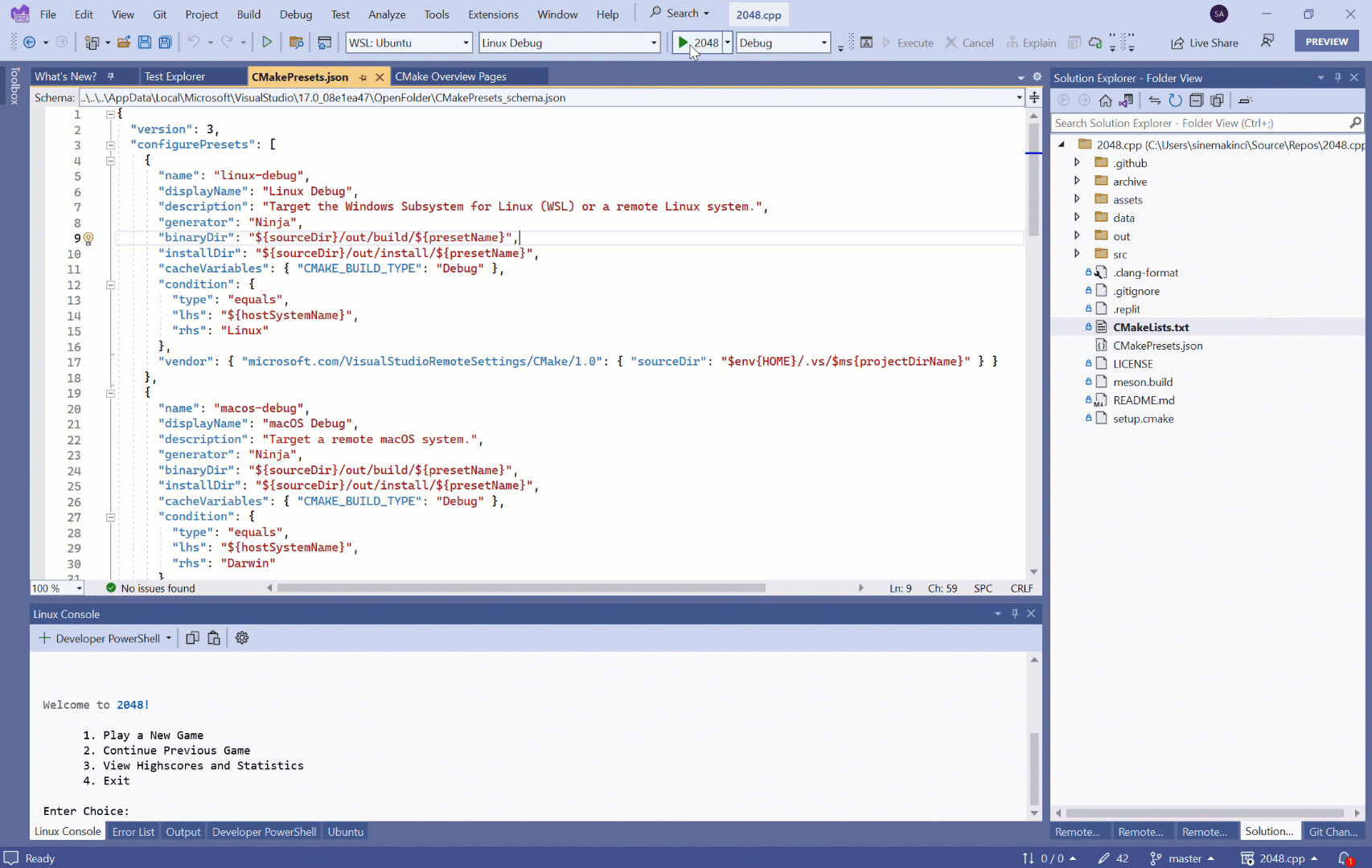Linux console output appearing in Visual Studio terminal window