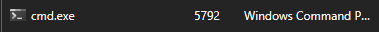 An icon next to the cmd.exe process name as shown in the processes list.
